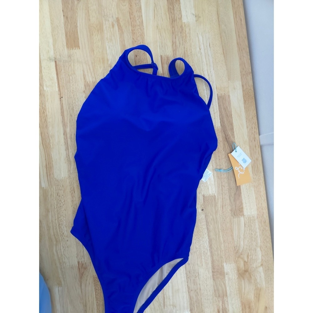 One Piece Swimsuit Women's Medium Blue Strappy Back NWT - Picture 6 of 7
